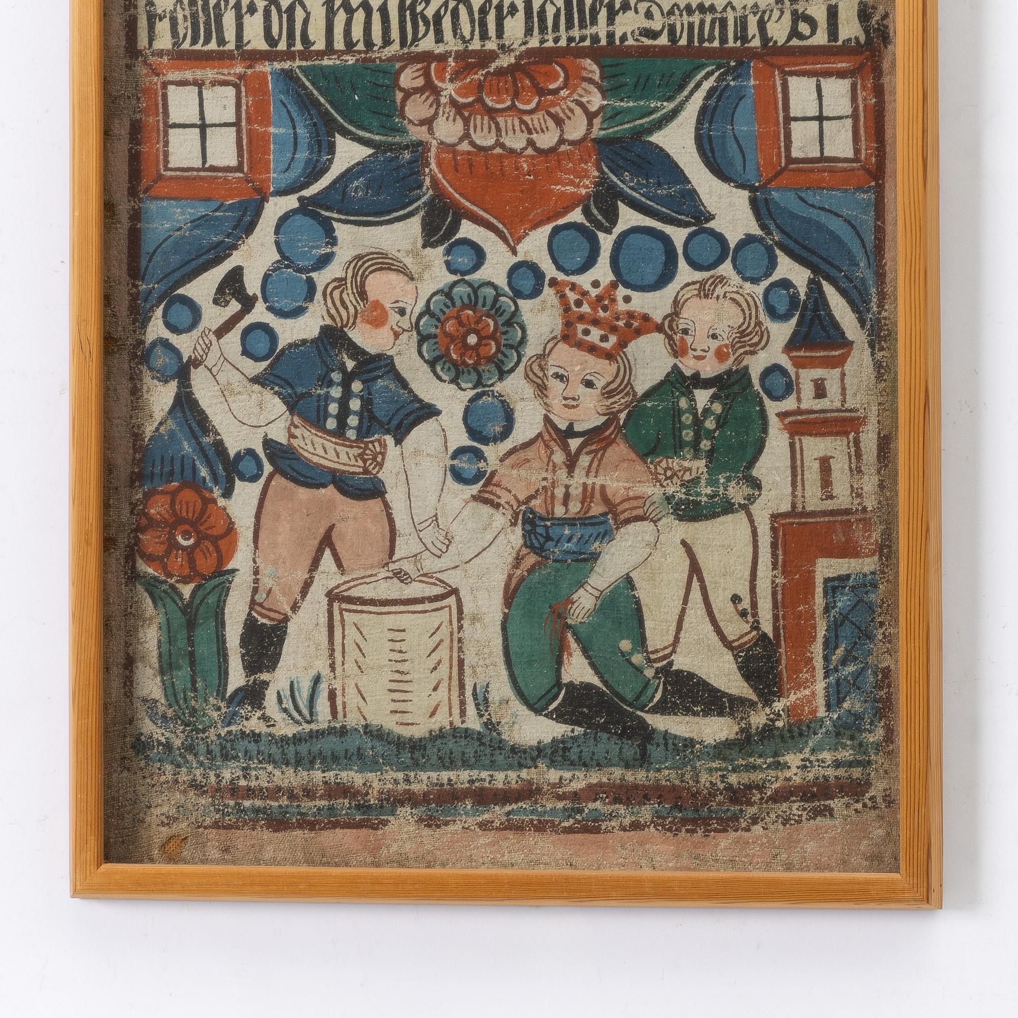 Bonadsmålning, 1800-tal, troligen Brearedsskolan, Halland.