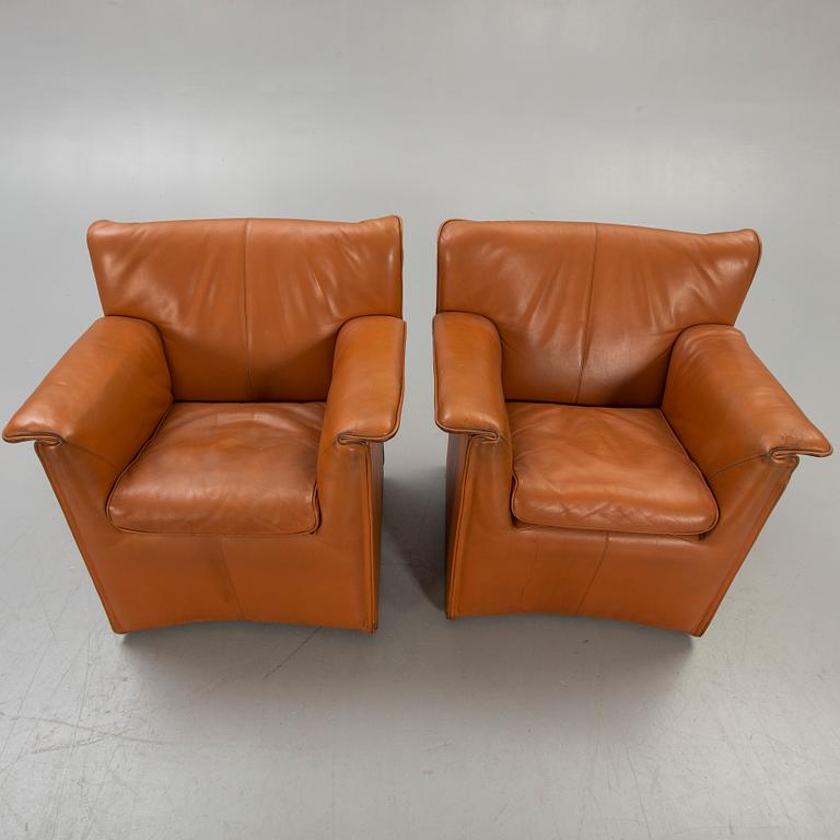 Lauriana Afra & Tobia Scarpa , a pair of leather armchairs for B&B Italia 1970/80s.
