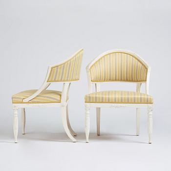 A pair of late Gustavian armchairs, late 18th century.