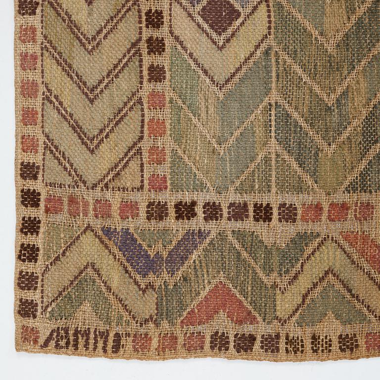 Märta Måås-Fjetterström, drapes, 1 pair, "Rågen", flat weave, ca 272-274 x 121,5-125 and 274,5 x 123,5-126 cm, both signed AB MF.