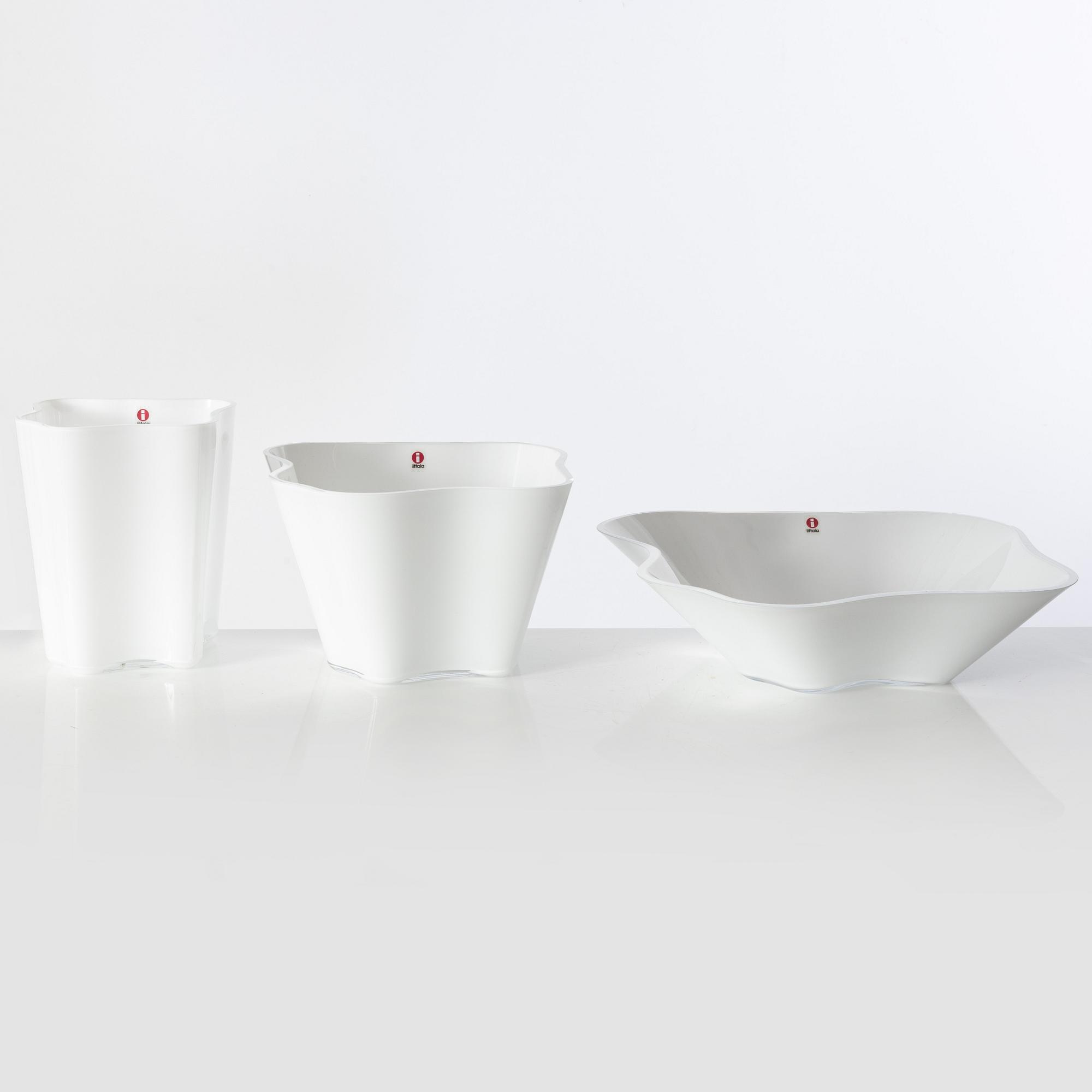 Alvar Aalto, "Aalto-blomman", 3 delar, Iittala, Finland.