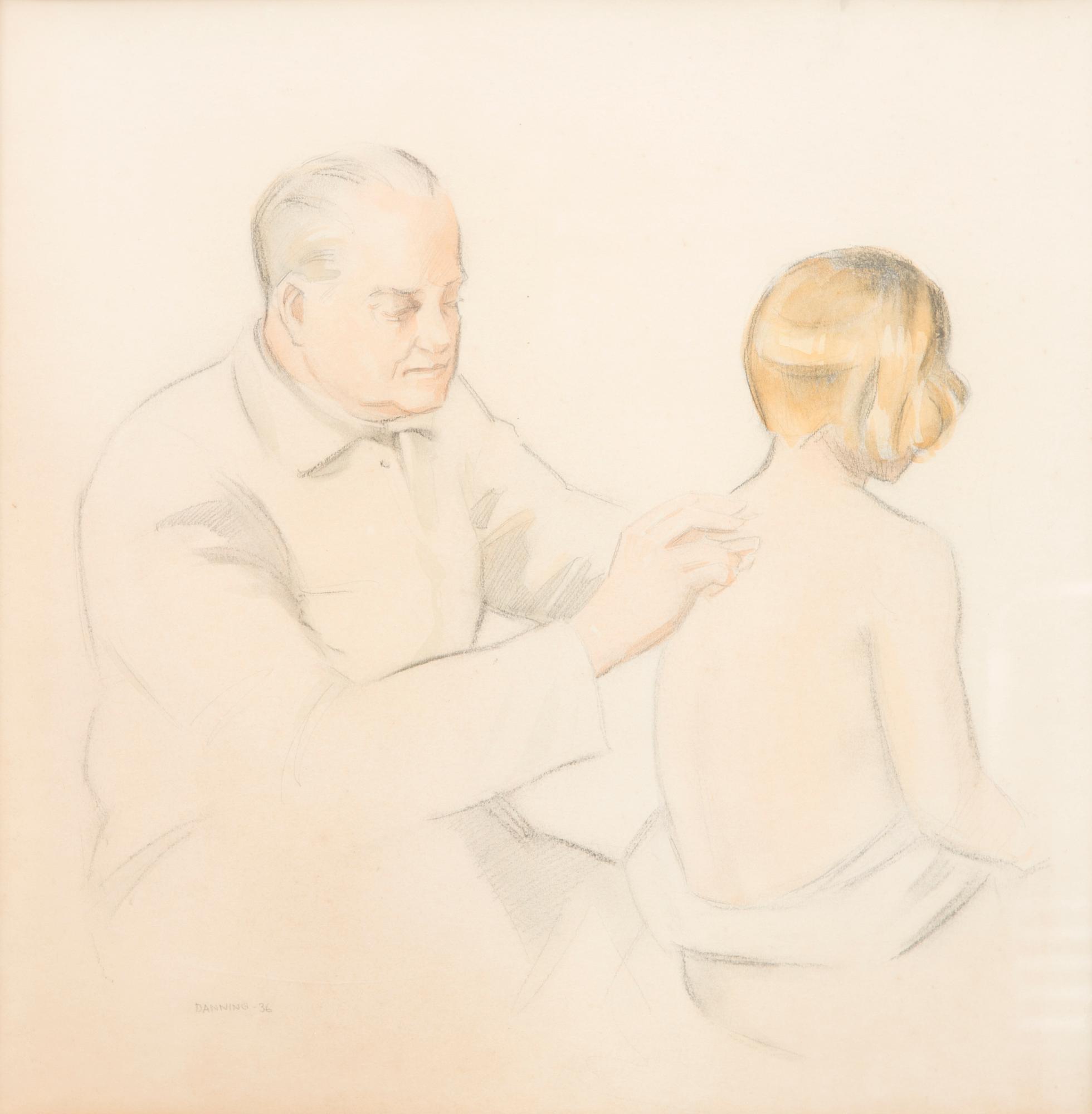 ALF DANNING, piirros ja vesiväri, signeerattu ja päivätty -36.