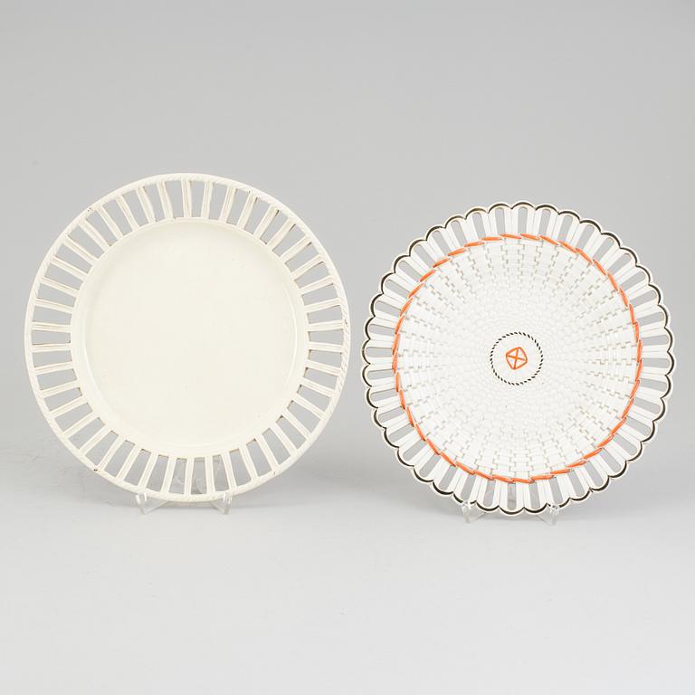 TWO CREAMWARE PLATES, one marked Wedgwood, first half of the 19th century and late 18th century.