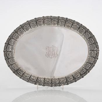 A silver platter, maker's mark of Arvid Suni, Helsinki Finland 1941.