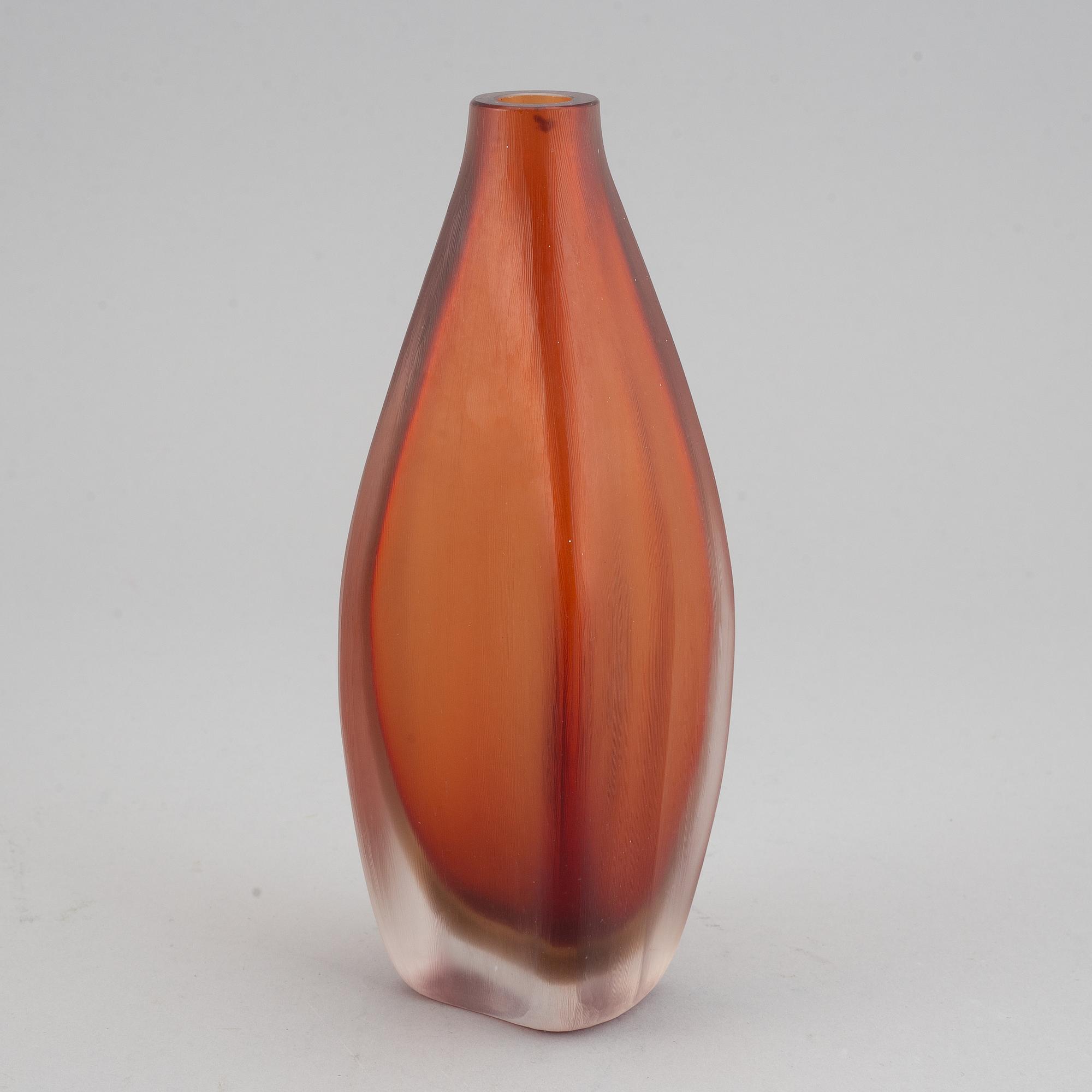 Venini, an engraved glass bottle, Murano, Italy post 1950.