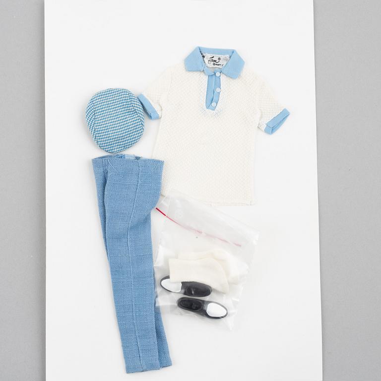 Clothing sets, Ken, 4 pcs, including "Dr Ken, 793" & "Ken, Holiday, 1414", Mattel, 1960s.