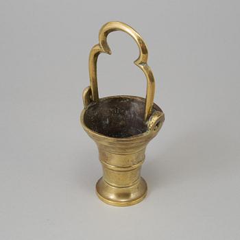 A BRONZE HOLY WATER BOWL, probably 15th/16th century.