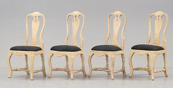 Eight Swedish Rococo 18th century chairs.