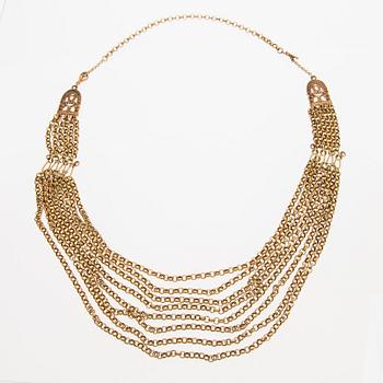 A KALEVALA KORU NECKLACE and BRACELET, bronze, "Hämäläinen juhlakääty".