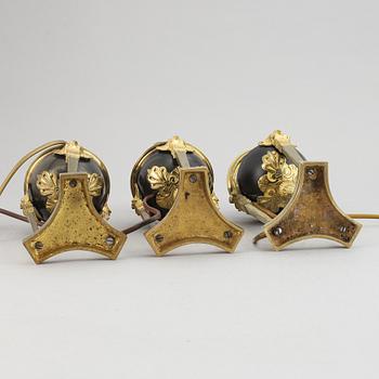 Bordslampor/fotogenlampor, 3 st, Gusum, 1900-talets början. Empire- stil.