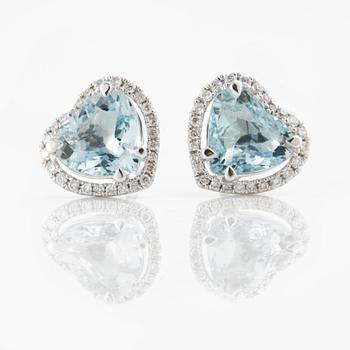 A pair of circa 2.30 cts aquamarines and 0.20 cts diamond earrings.