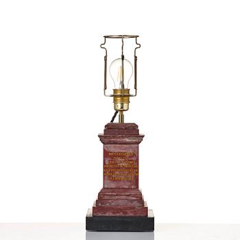 A presumably Italian marble lamp, 20th century.