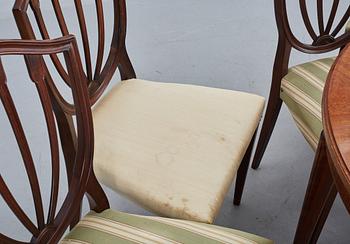 MATBORD samt STOLAR 7 st, Hepplewhite-stil, 1900-talets andra hälft.