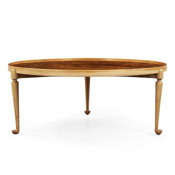 A Josef Frank burrled wood sofa table, Svenskt Tenn Sweden.