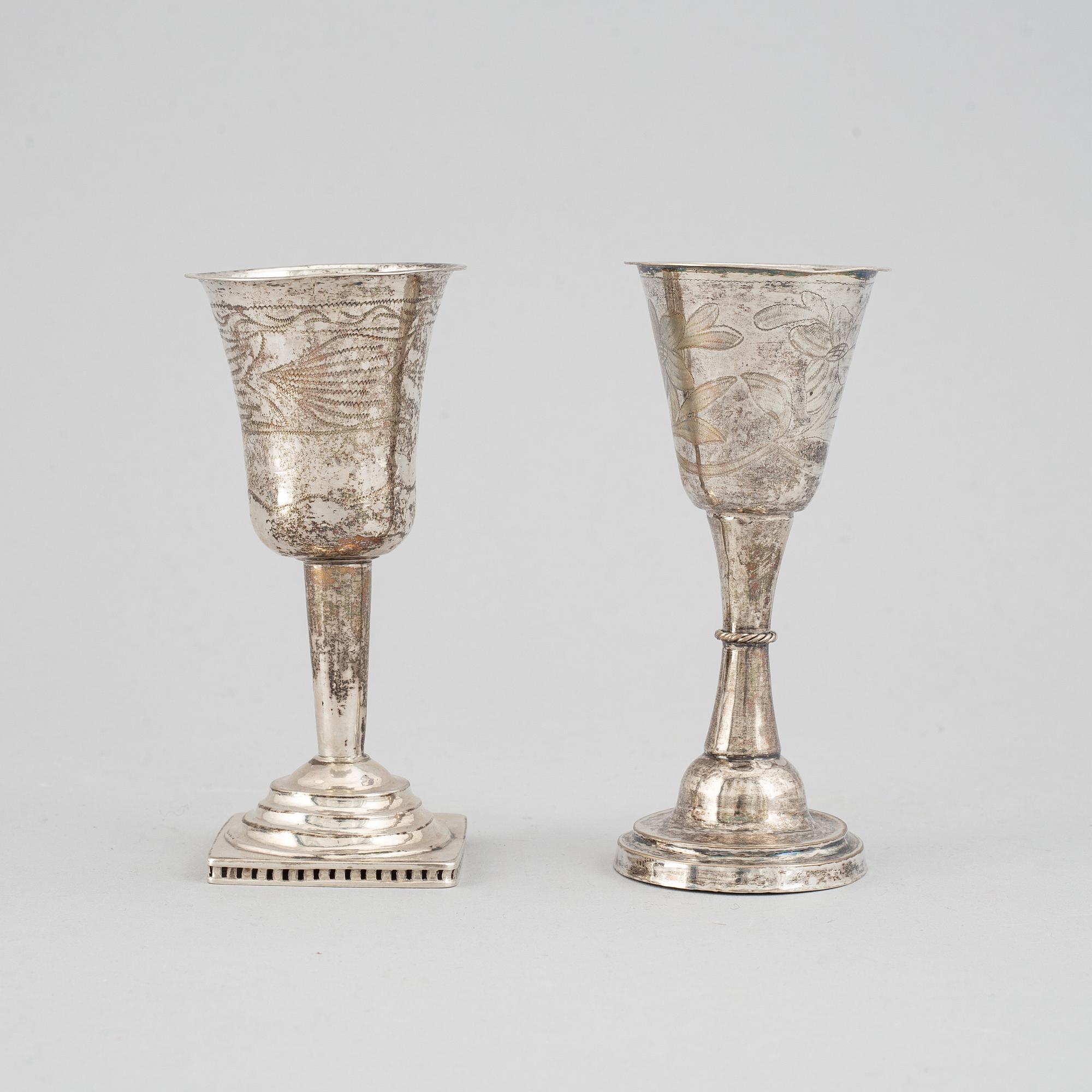 Two silver cups, including Anders Bäck, Alingsås 1840.