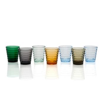 Aino Aalto, a set of seven 1930's '4056 Böljeblick' liquor glasses for Karhula Glassworks.
