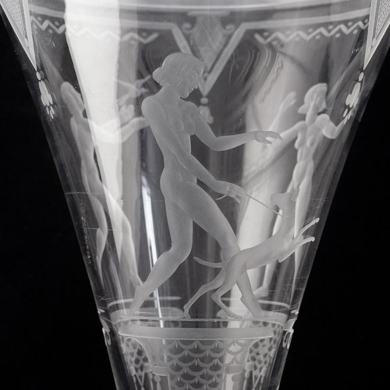 Edvin Ollers, a glass cup, Elme glasbruk, Sweden, 1932.