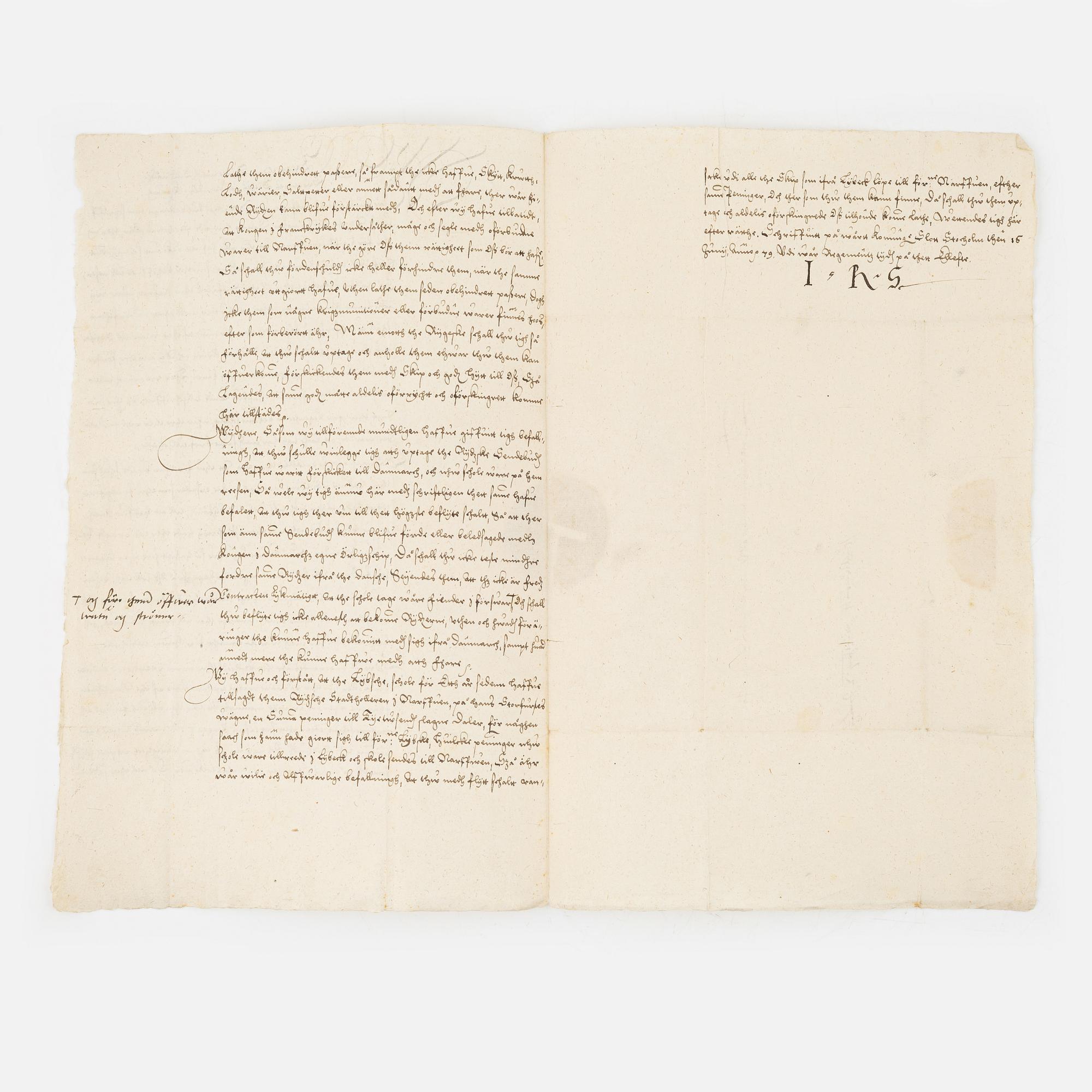 Brev undertecknat av Johan III.