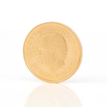GULDMYNT, jubileum, 1000 kronor, 18 karat guld. Kalmarunionen 1397-1997. Vikt 5,8 gram.
