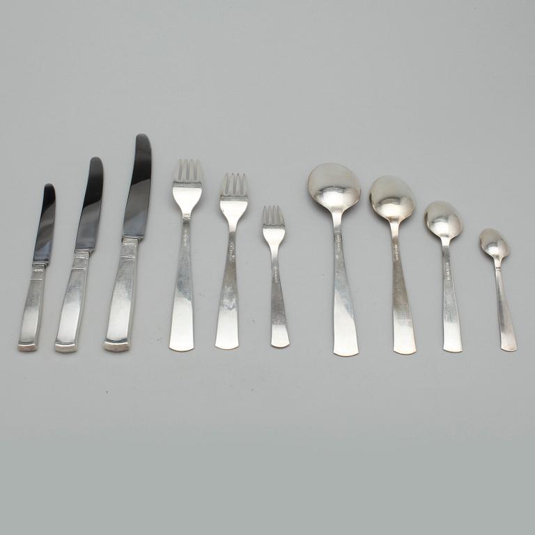 BESTICKSSERVIS, 130 delar, silver, "Rosenholm", GAB, Stockholm mestadels 1920-40 tal. 4466 gram (Tot vikt, inkl.knivar).