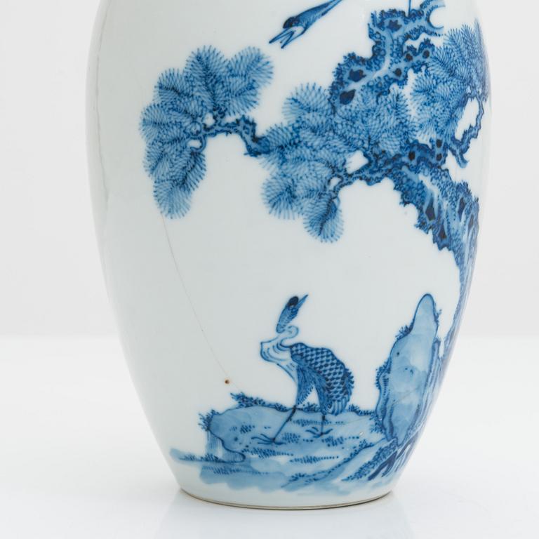 A pair of Chinese blue and white porcelain vases, 20th-century.