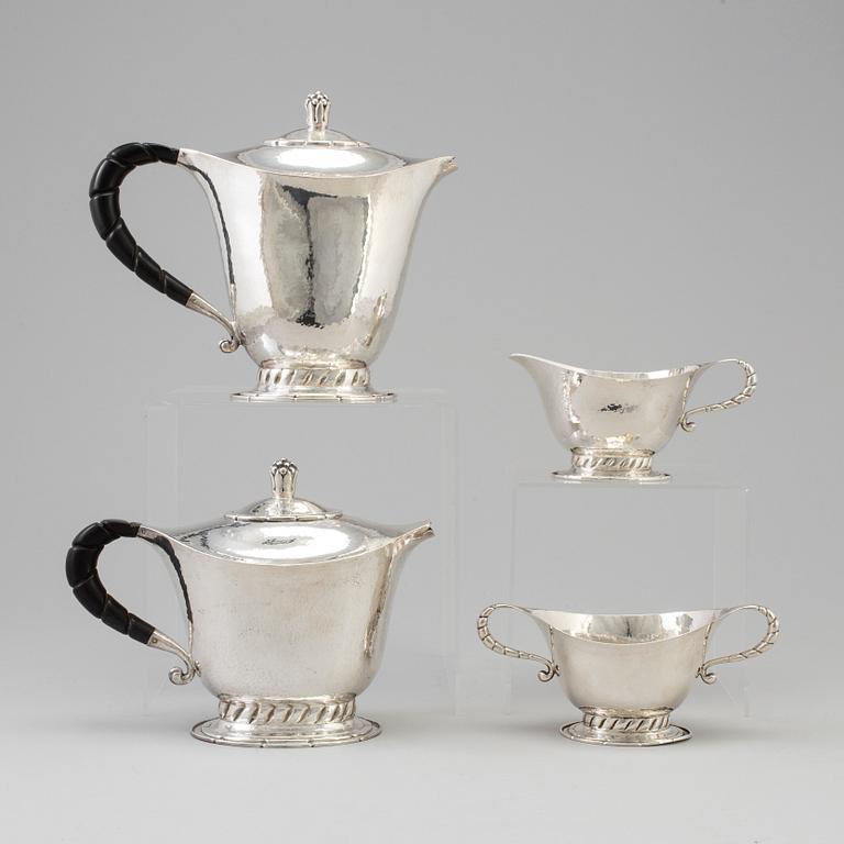 STEN DRAKENBERG, a four-piece silver tea and coffee set from Stockholm, 1924.