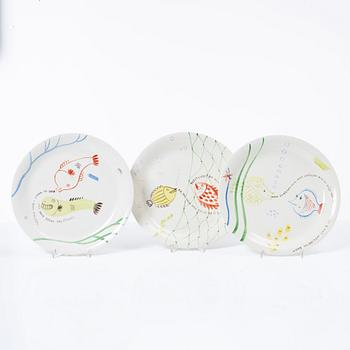 Stig Lindberg, twelve 'Löja' plates, Gustavsberg.