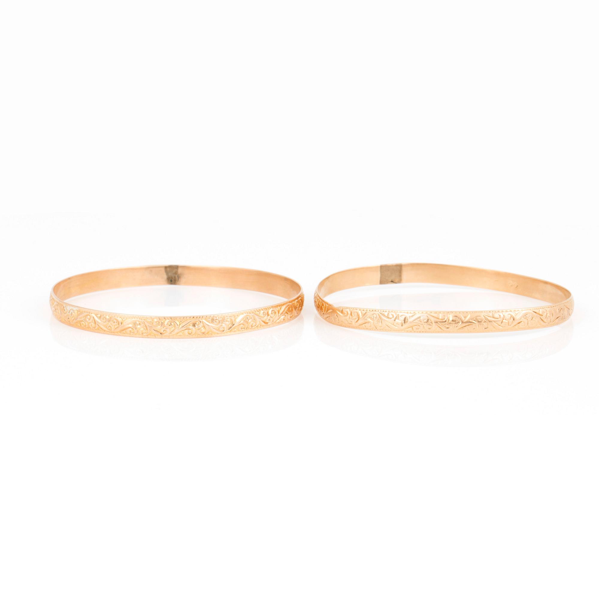 ARMRINGAR, 2 st, 14k guld.