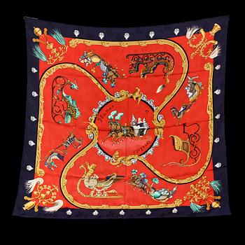 SCARF, jacquardvävt silke med invävd järnek, "Plumes de Grelots", design Julia Abadie, Hermes.