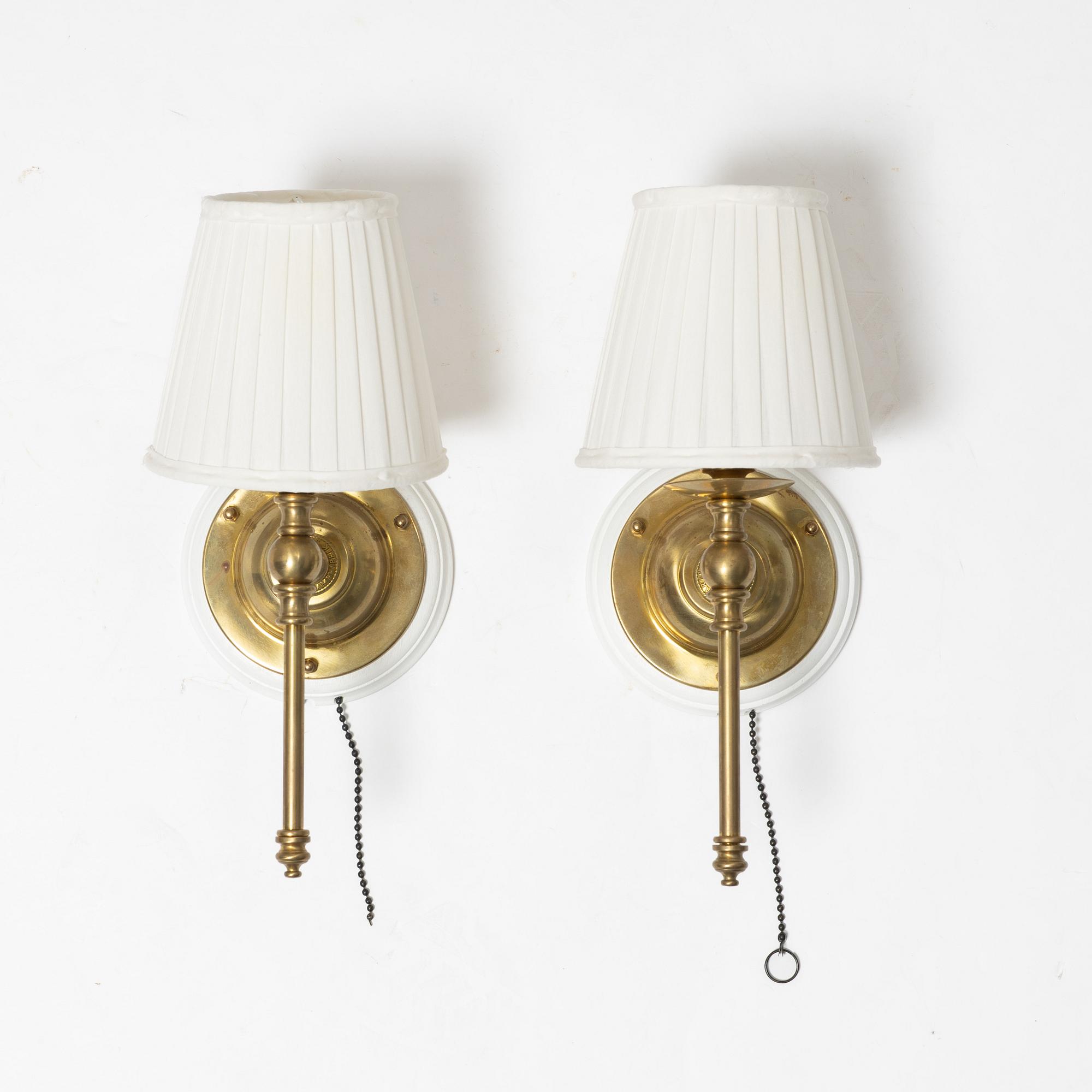 Wall lamps 1 pair + 1, Karlskrona Lamp Factory, period.