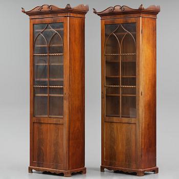 A pair of late Empire mahogany book cabinets, Stockholm, 1820/30's.
