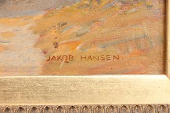 JAKOB HANSEN, olja på pannå, signerad.