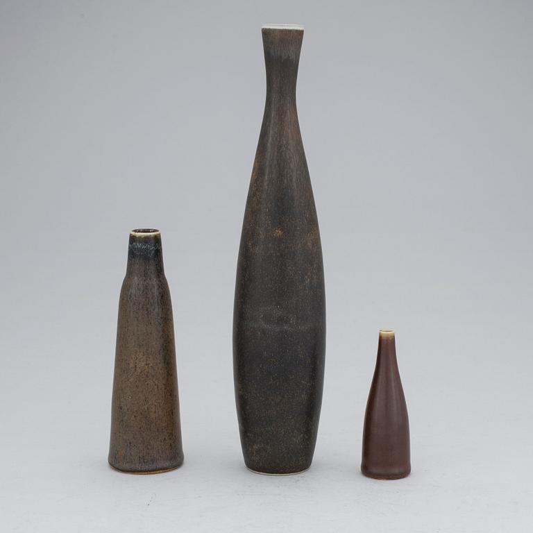 VASER 3 st, stengods. Carl-Harry Stålhane, Rörstrand 1959, 1960 och 1960. Unika.