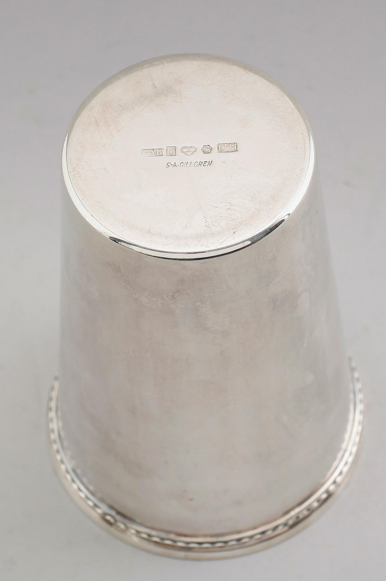 BÄGARE, silver, S A Gillgren, GAB, Stockholm 1970. Vikt ca 365 gram.