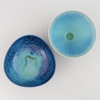 Berndt Friberg, a set of two stoneware vases and three bowls, Gustavsberg Studio 1965-74.