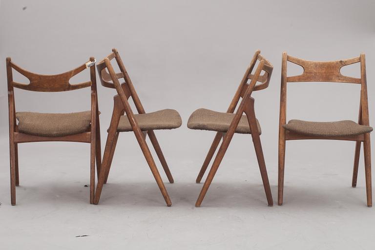 STOLAR, 4 st, "CH29"/"Savbukkestolen", Hans J Wegner.