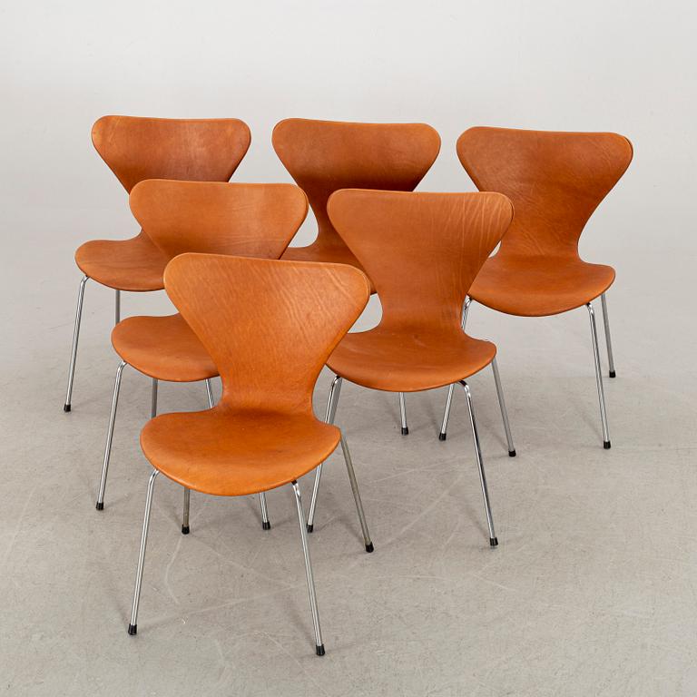 ARNE JACOBSEN, stolar 6 st, "Sjuan", Fritz Hansen, Danmark.