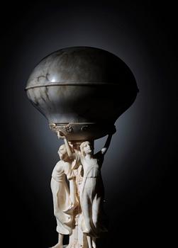 A R. Gremigni alabaster floor lamp, Italy, probably 1910-20's.