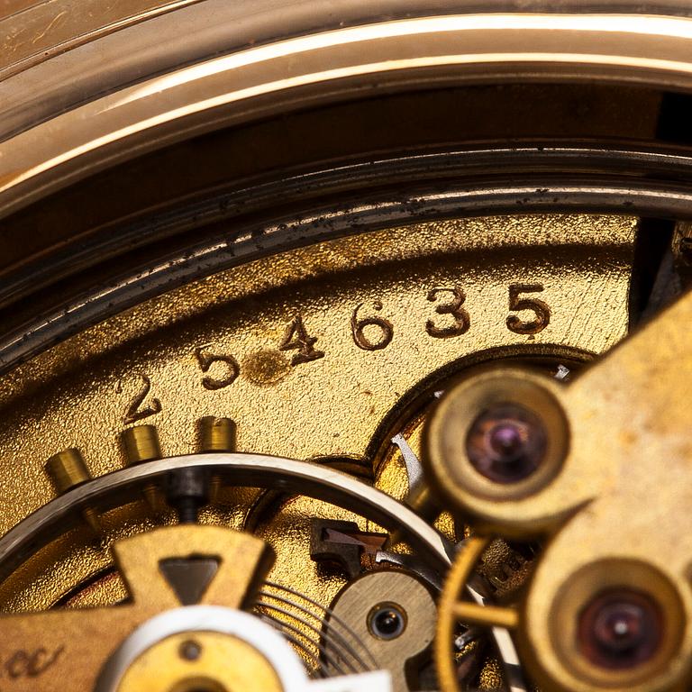 Nestor Delevaux, fickur, savonett, minutrepeter, kronograf, 62,5 mm.