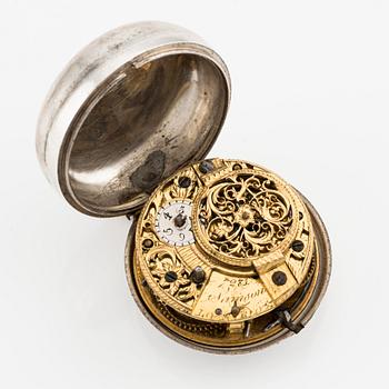 Samson, London, a silver double case pocket watch, later part of the 18th century.