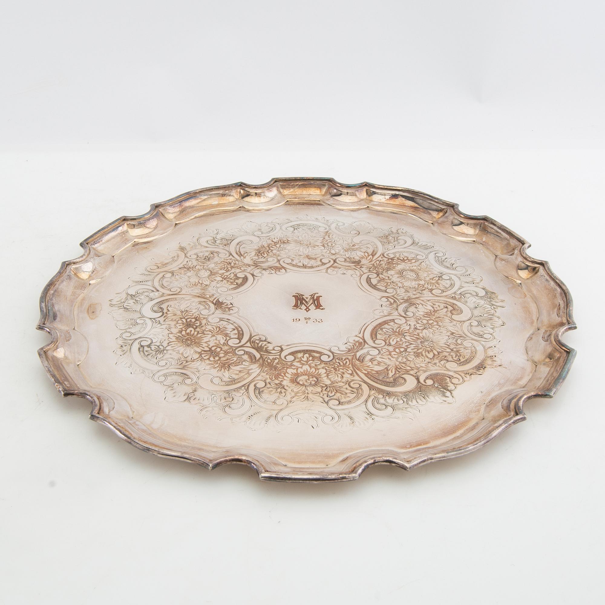 Trays 3 pcs, including England, silver-plated, first half of the 20th century.