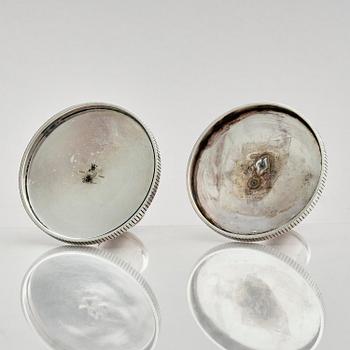 Georg Jensen, a pair of sterling silver candlesticks, design by Sigvard Bernadotte, model no 711A, Copenhagen, Denmark after 1945.