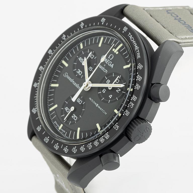 Swatch/Omega, MoonSwatch, Mission to Mercury, chronograph, wristwatch, 42 mm.