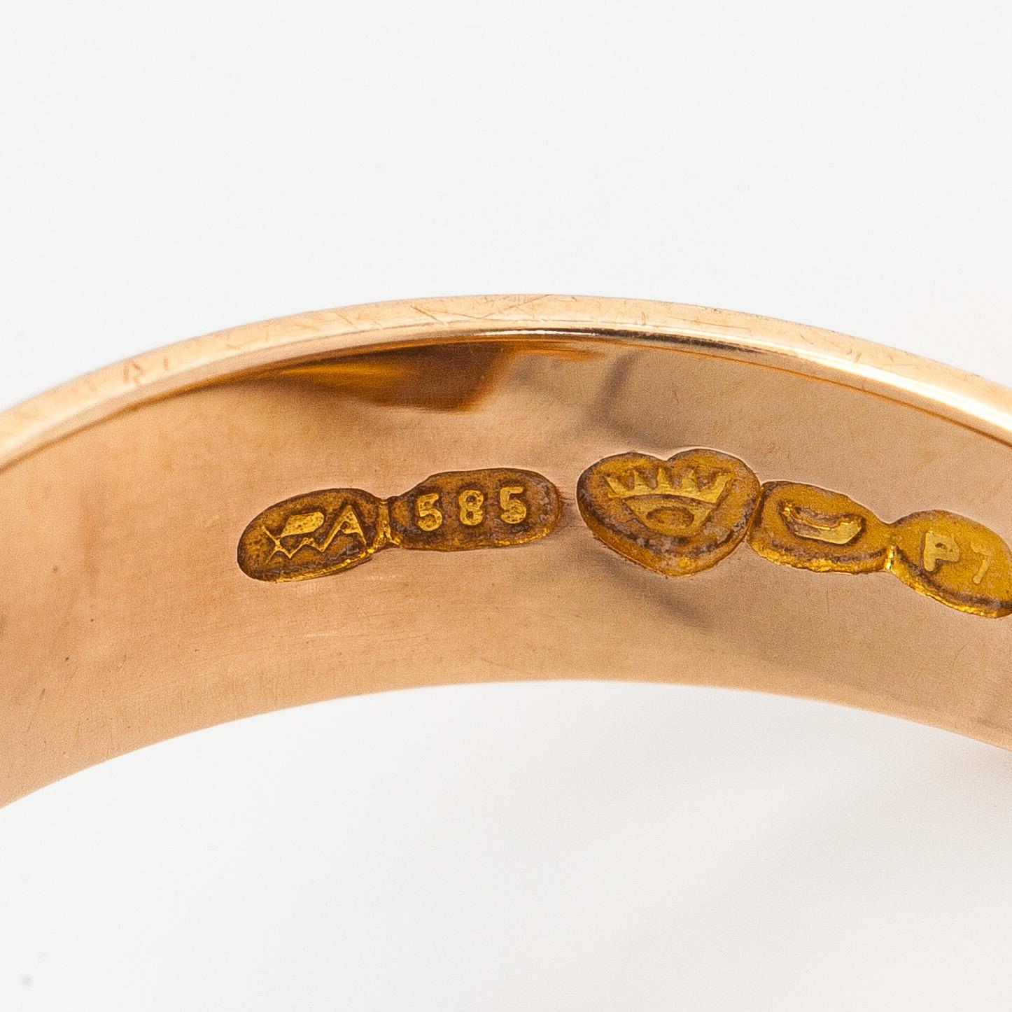 Björn Weckström, ring, "Broken Leaf", 14K gold.