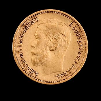 GULDMYNT, Ryssland 1898. Vikt ca 4 gram.