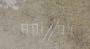 AXEL OLSON, relief, marmor, sign.