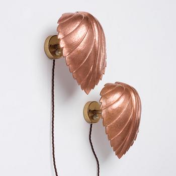 Hans Bergström, vägglampor 1 par, modell "C443", ateljé Lyktan, Åhus 1940-tal.