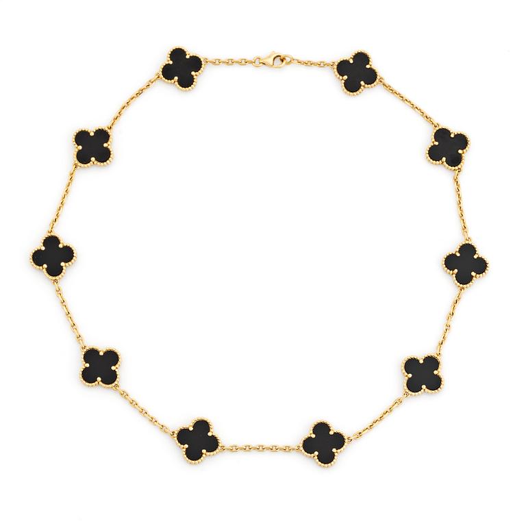A Van Cleef & Arpels "Alhambra" necklace in 18K gold and onyx.