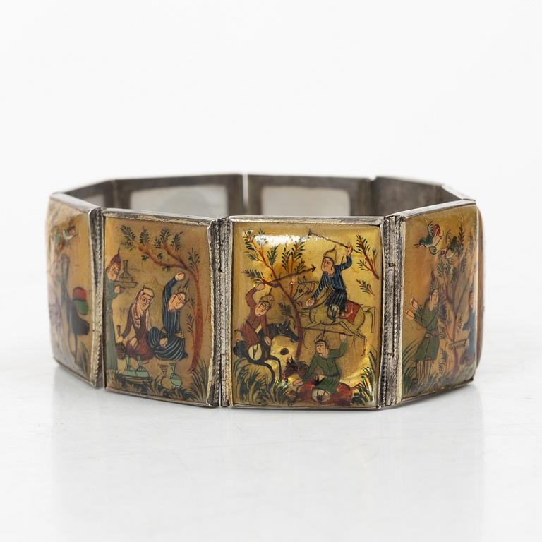 A silver and mother-of-pearl bracelet, Persia, circa 1900.