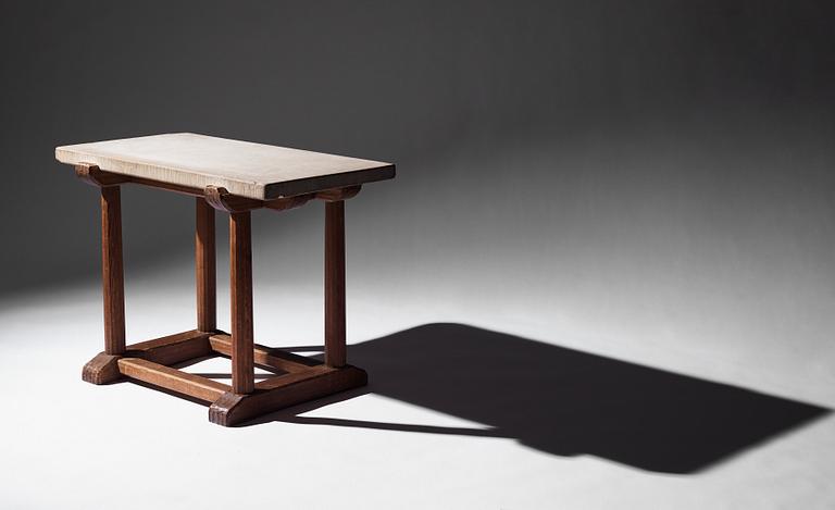 Axel Einar Hjorth, a stained pine and limestone top "Sandhamn" table, Nordiska Kompaniet, Sweden 1931.